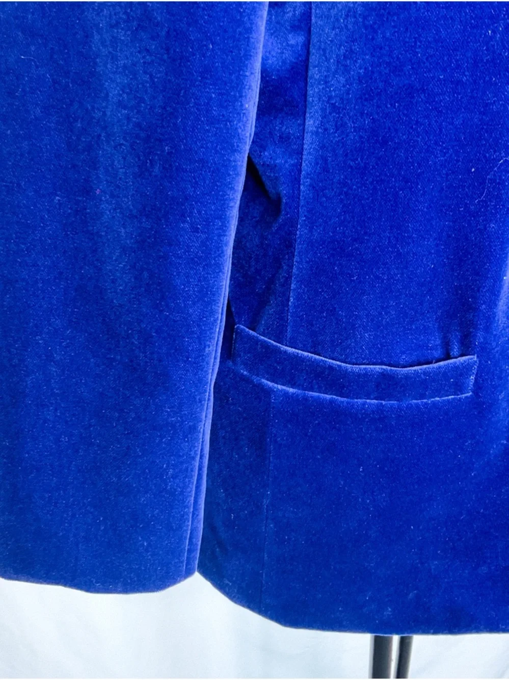 Women's Velvet Longline Blazer Jacket - Royal Blue - Picture 3 of 14
